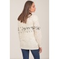 Κωδ.223917 εκρού-Γυναικεία Πλεκτή μπλούζα, λεπτή ζακάρ, ζέβρα σε λαιμόκοψη, με lurex. ΜΠΛΟΥΖΕΣ Linverno Knitwear