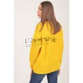 Κωδ.223617 Κίτρινο-Πουλόβερ/Μπλούζα Πλεκτή Γυναικεία λαιμόκοψη σε ανάγλυφη πλέξη. ΝΕΕΣ ΑΦΙΞΕΙΣ  Linverno Knitwear