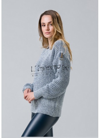 Κωδ.2036-Μάλλινο πουλόβερ/Πλεκτή μπλούζα μουλινέ λαιμόκοψη. ΜΠΛΟΥΖΕΣ Linverno Knitwear